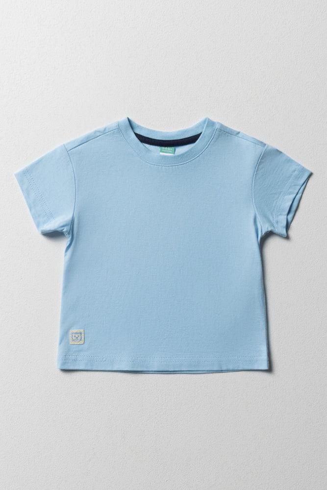 Thin Design Crew Neck Short Sleeve T-Shirt Blue
