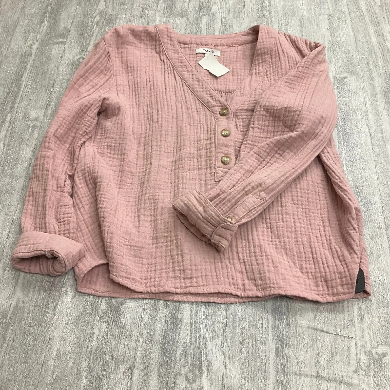 Bright Colors Top Long Sleeve By Madewell In Pink, Size: L