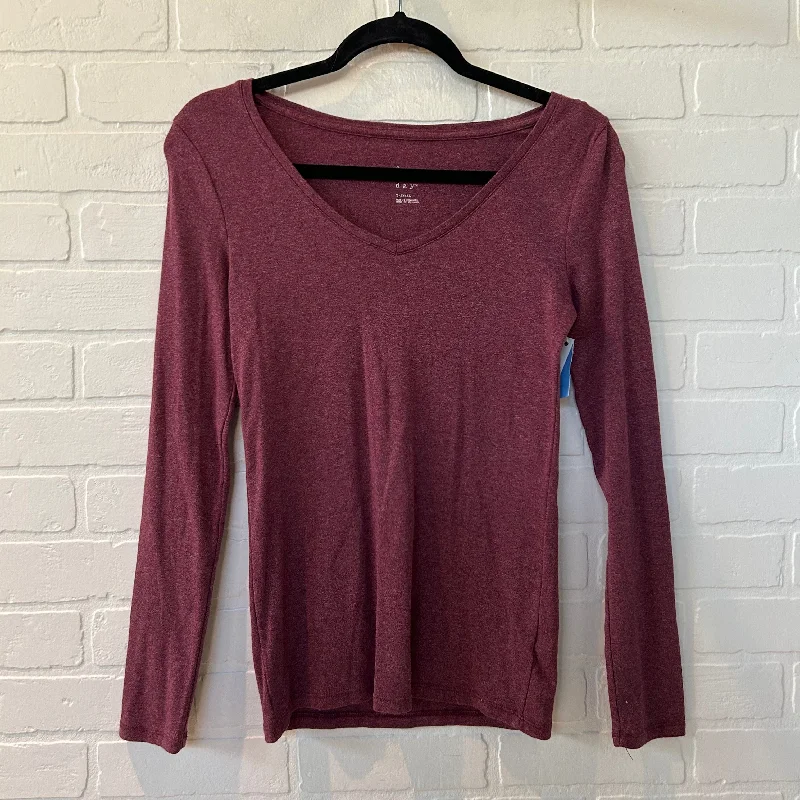 Trendy Items Top Long Sleeve Basic By A New Day In Maroon, Size: Xs