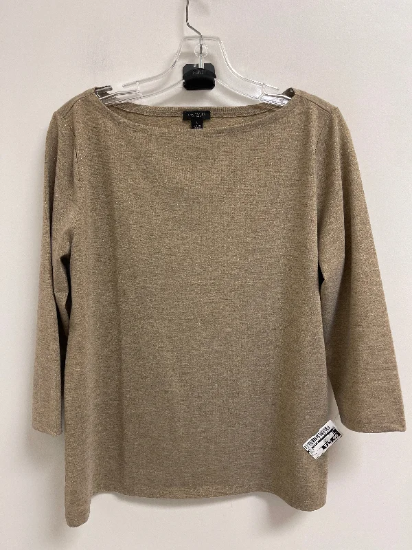 Slim Fit Top Long Sleeve By Ann Taylor In Gold, Size: L