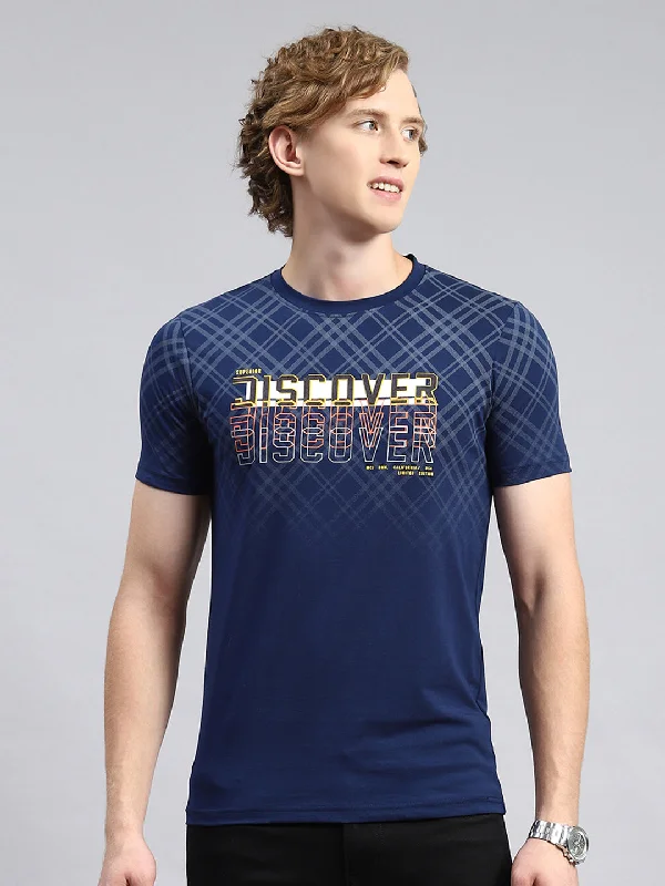Relaxed Wear Men Blue Printed T-Shirt