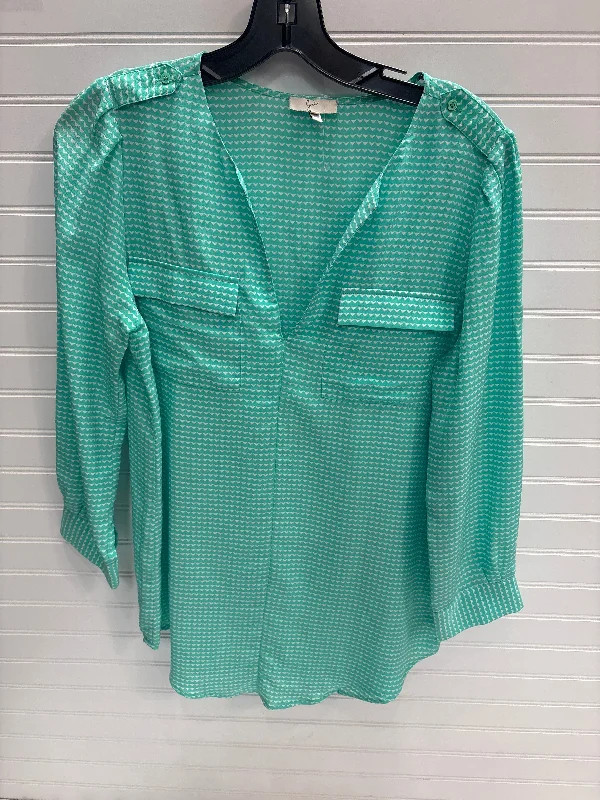 Low-key Luxury Top 3/4 Sleeve By Joie In Green & White, Size: Xs