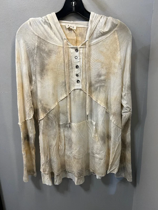 Comfortable And Simple Top Long Sleeve By Pol In Cream & Tan, Size: S