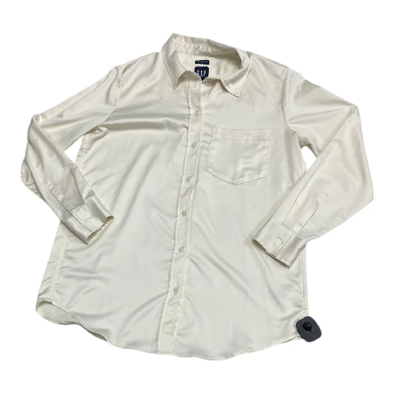 Slim Fit Top Long Sleeve By Gap In White, Size: S