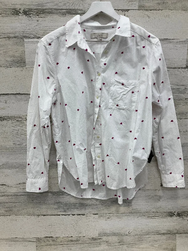 Trendy Traveler Top Long Sleeve By Loft In White, Size: M