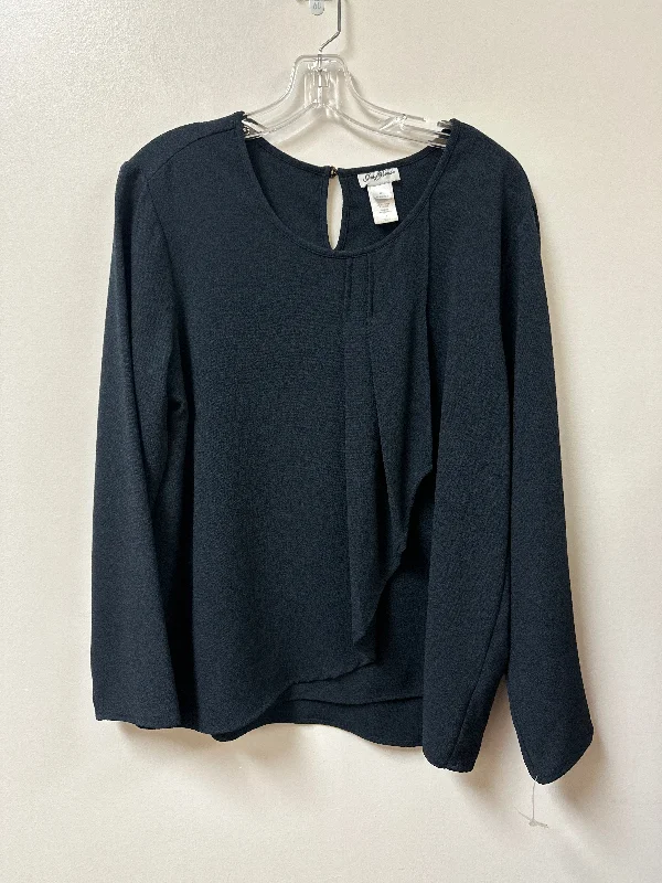 Hooded design Top Long Sleeve By Clothes Mentor In Navy, Size: L