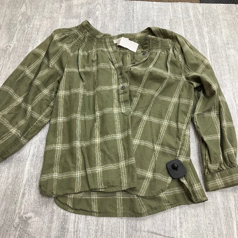 European And American Style Top Long Sleeve By Loft In Green, Size: S