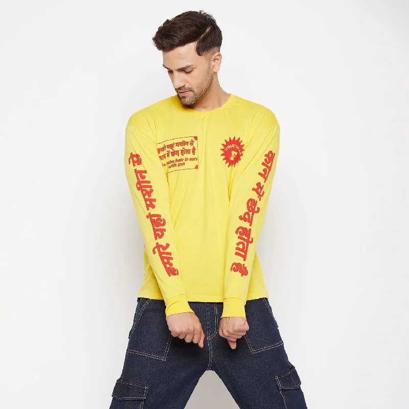 Sporty Comfort Yellow Desi Graphic Long Sleeve Tshirt