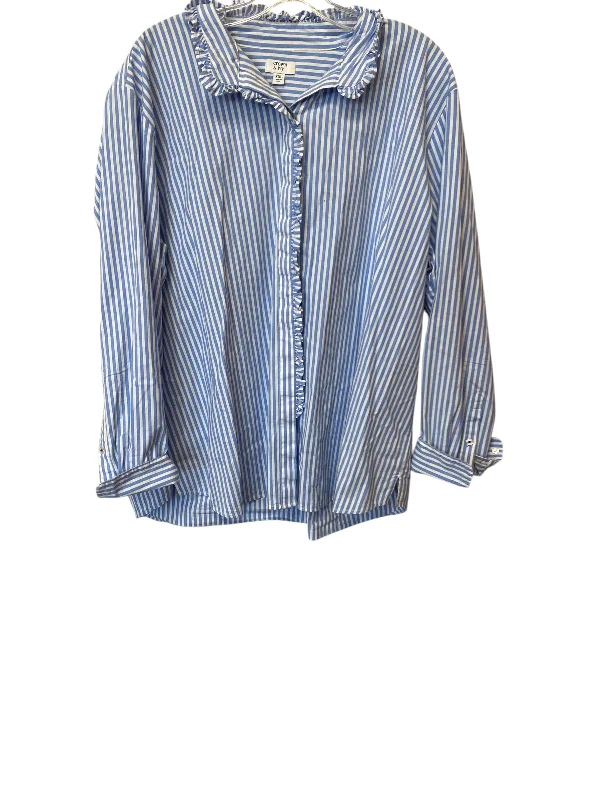 Timeless Outfits Top Long Sleeve By Crown And Ivy In Striped Pattern, Size: Xxl