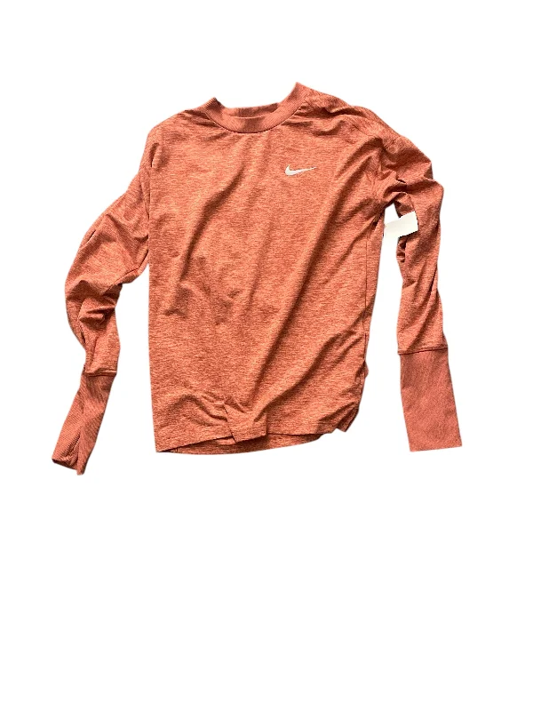 Personal Design Top Long Sleeve Basic By Nike Apparel In Orange, Size: S