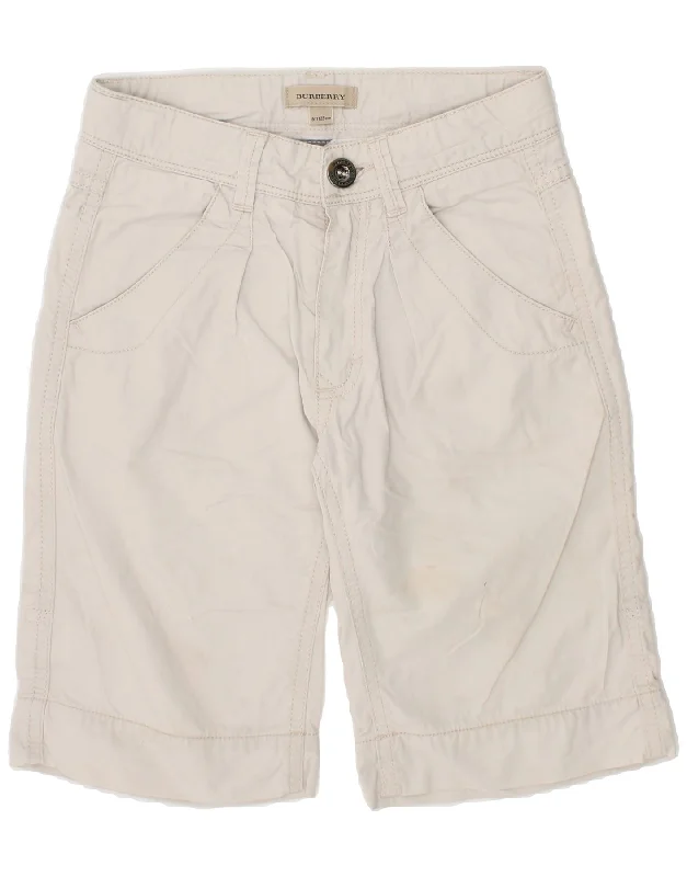Stylish Casuals BURBERRY Boys Chino Shorts 7-8 Years W22 White Cotton
