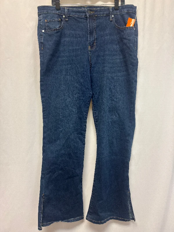 Relaxed Dresses Jeans Boot Cut By Time And Tru In Blue Denim, Size: 18