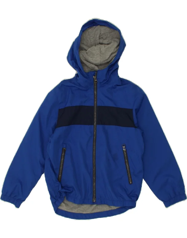 Mid-length Style GAP Boys Hooded Rain Jacket 6-7 Years Small  Blue Colourblock Polyester