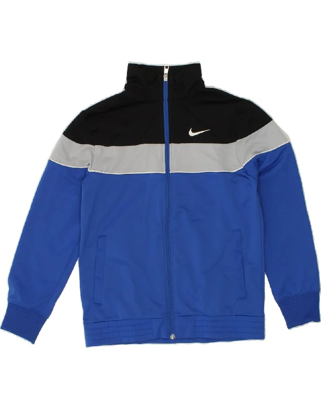 Fashion Selection NIKE Boys Tracksuit Top Jacket 12-13 Years  Large  Blue Colourblock