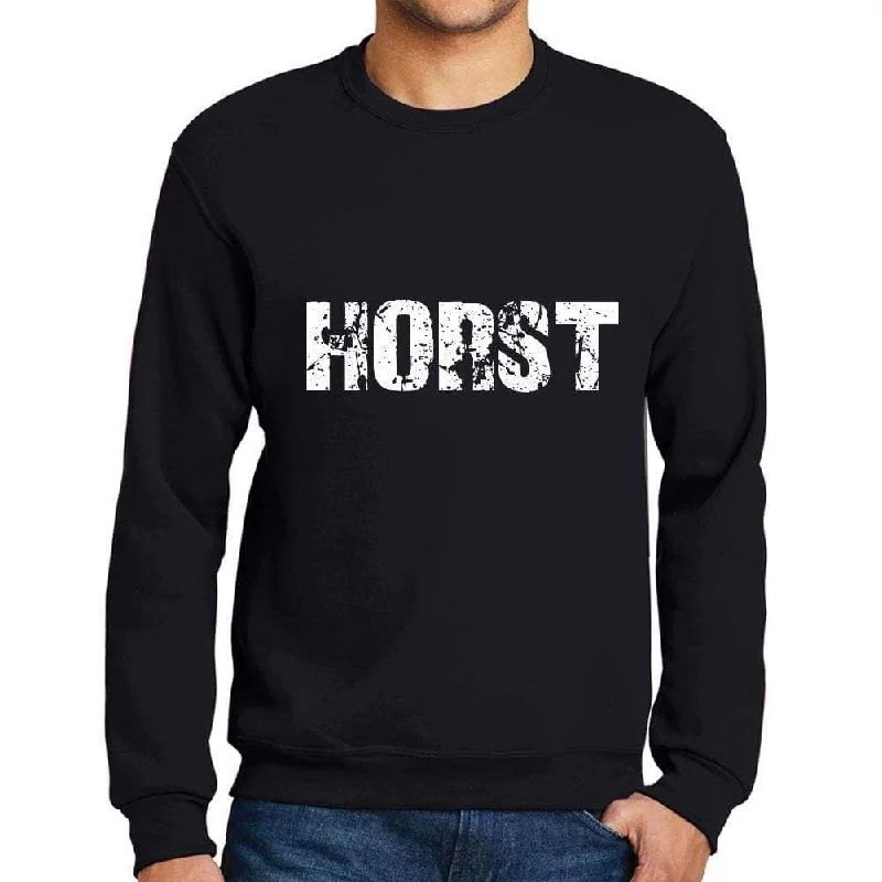 Urban Style Men's Printed Graphic Sweatshirt Popular Words HORST Deep Black