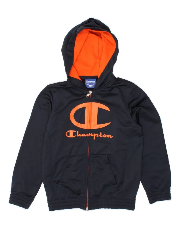 Youthful CHAMPION Boys Graphic Hoodie Jumper 7-8 Years  Small Navy Blue Polyester