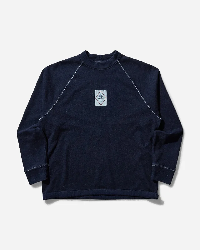 Cozy Lounge Wear Men's Indigo Fleece Logo Sweatshirt Blue