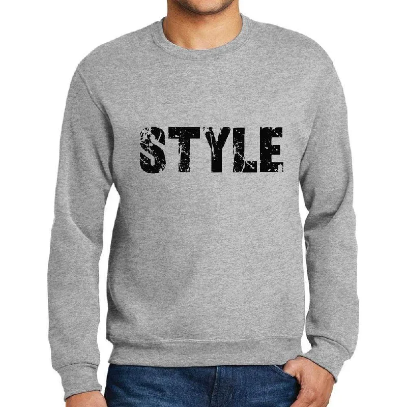 Celebrity Style Men's Printed Graphic Sweatshirt Popular Words STYLE Grey Marl