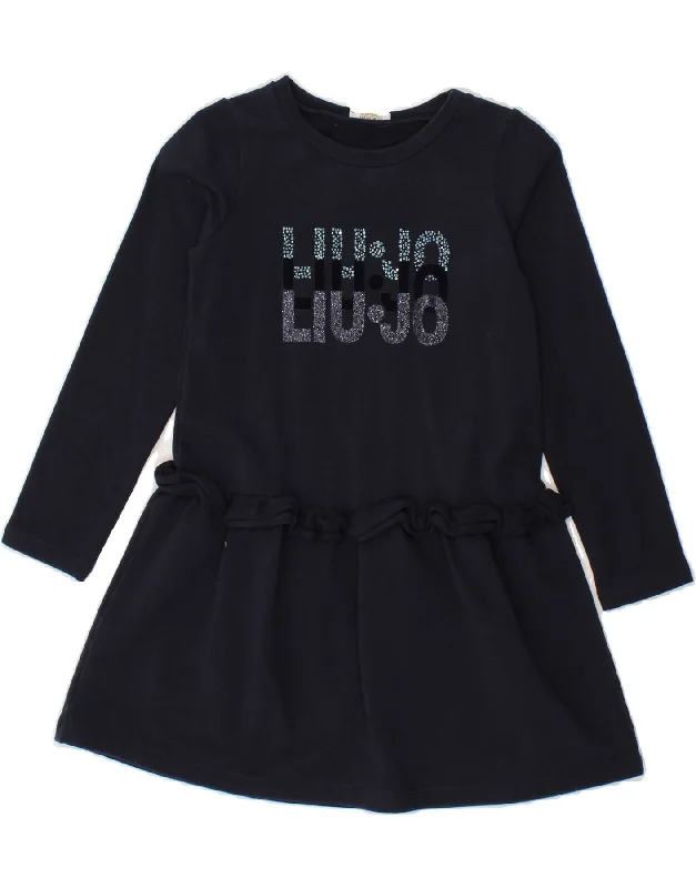 Unique Prints LIU JO Girls Graphic A-Line Dress 6-7 Years Navy Blue Cotton