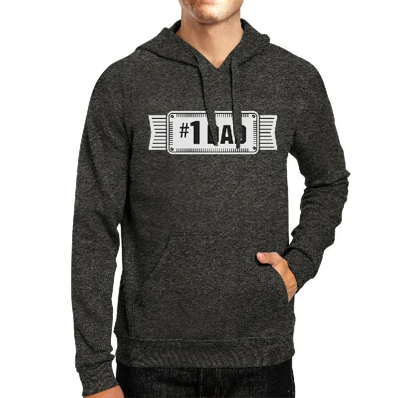 Cute Style #1 Dad Unisex Dark Grey Funny Fathers Day Hoodie Pullover Fleece