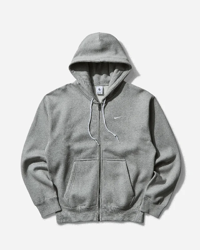 High-end Wear Men's Solo Swoosh Full-Zip Hoodie Dark Grey Heather