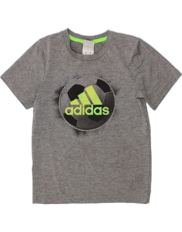 High-quality Design ADIDAS Boys Graphic T-Shirt Top 6-7 Years Grey Polyester