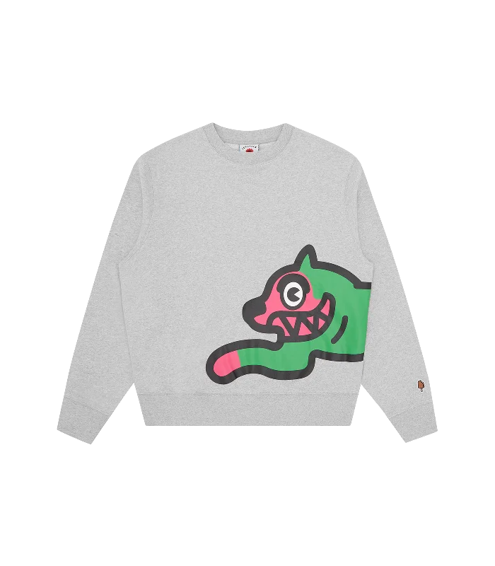Trendy Comfort Wear JUMBO RUNNING DOG CREWNECK - HEATHER GREY