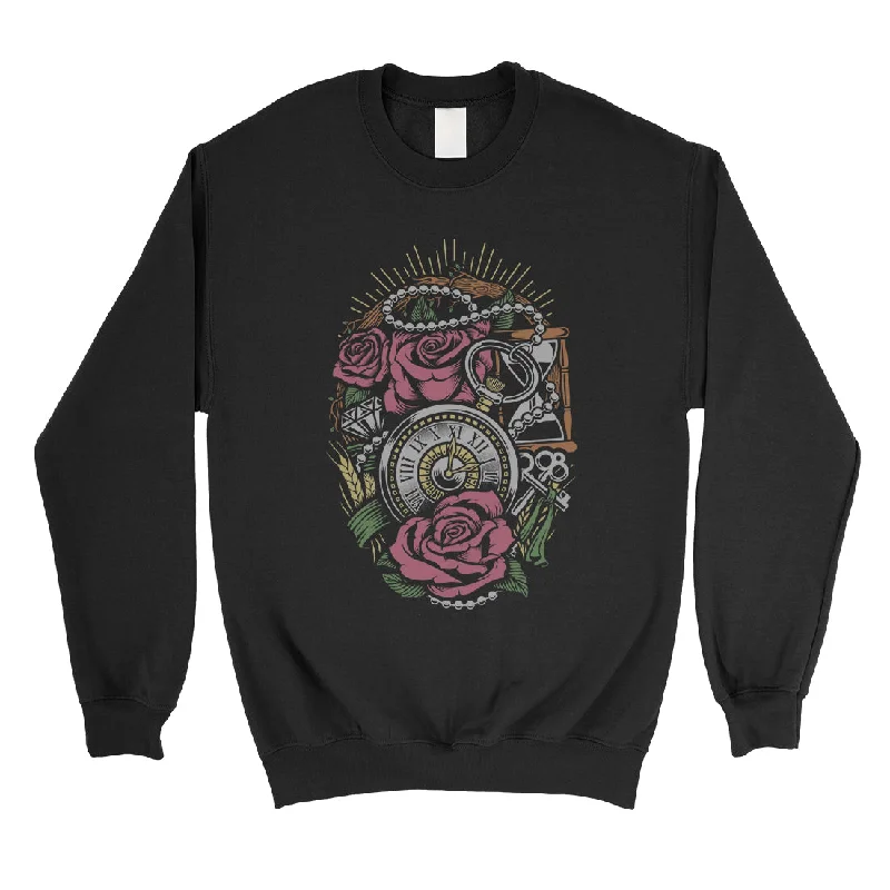 Breezy Comfort Roses Necklace Watch Unisex Crewneck Sweatshirt