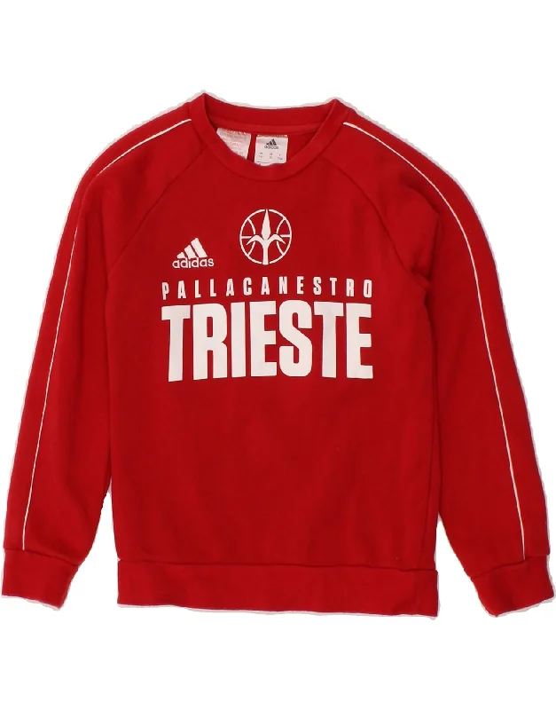 Summer Comfort ADIDAS Boys Graphic Sweatshirt Jumper 7-8 Years Red Cotton