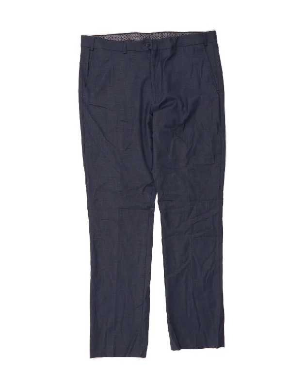 Fashion Touch PENGUIN Mens Slim Suit Trousers W38 L34 Navy Blue Wool