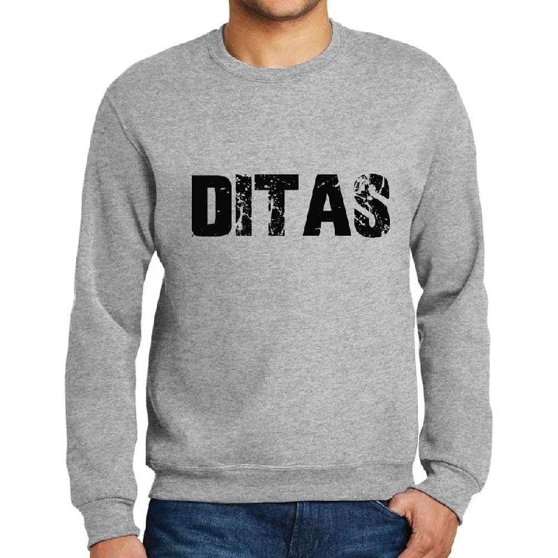 Basic Version Men's Printed Graphic Sweatshirt Popular Words DITAS Grey Marl