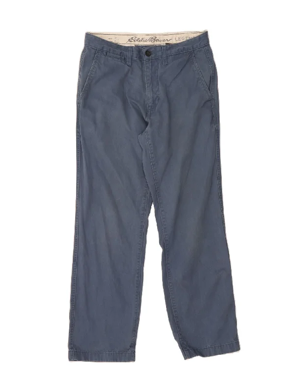 Elegant Outline EDDIE BAUER Mens Straight Chino Trousers W30 L30 Navy Blue Cotton