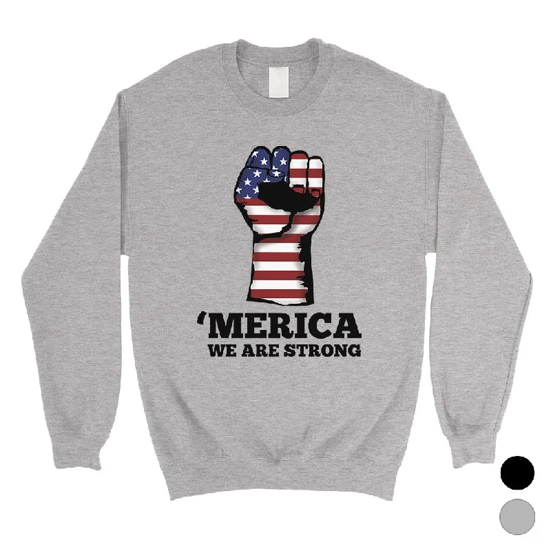 Romantic Temperament Merica We Strong Sweatshirt Round Neck Unisex 4th of July Outfit Romantic Temperament Merica We Strong Sweatshirt Round Neck Unisex 4th of July Outfit