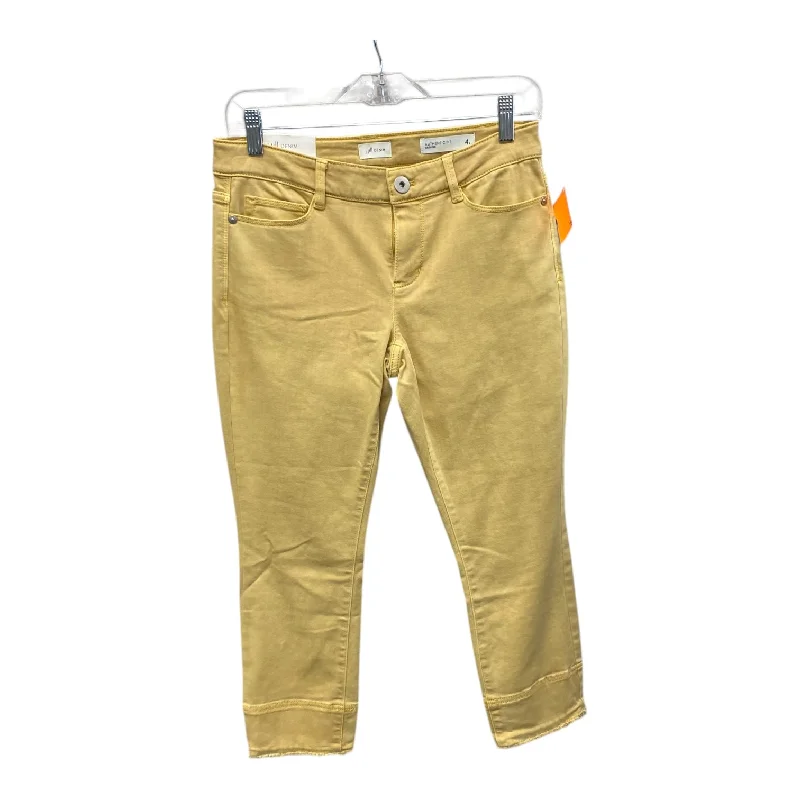 Casual Chic Wear Jeans Cropped By J. Jill In Yellow, Size:4