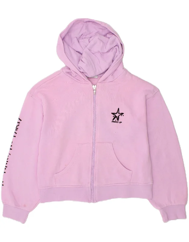 Comfortable Sweaters PINKO Girls Graphic Zip Hoodie Sweater 6-7 Years Pink Cotton