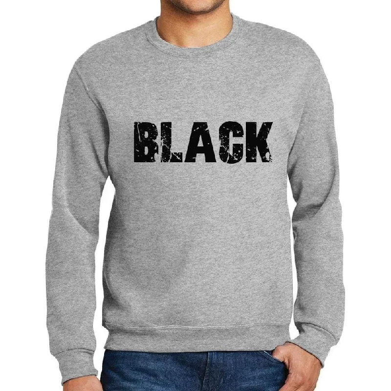Comfortable Lifestyle Men's Printed Graphic Sweatshirt Popular Words BLACK Grey Marl Comfortable Lifestyle Men's Printed Graphic Sweatshirt Popular Words BLACK Grey Marl