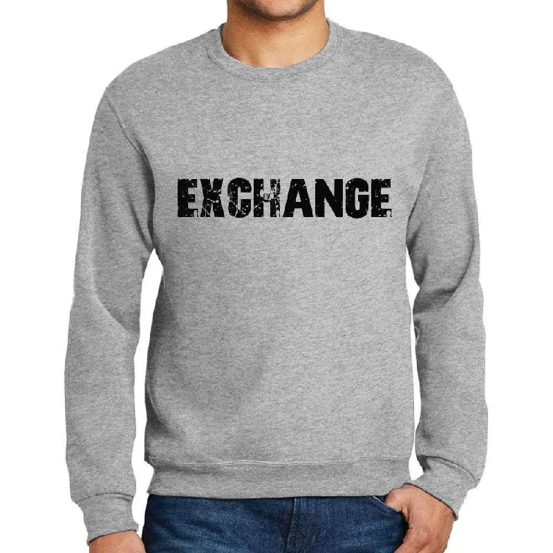 Casual Chic Men's Printed Graphic Sweatshirt Popular Words EXCHANGE Grey Marl