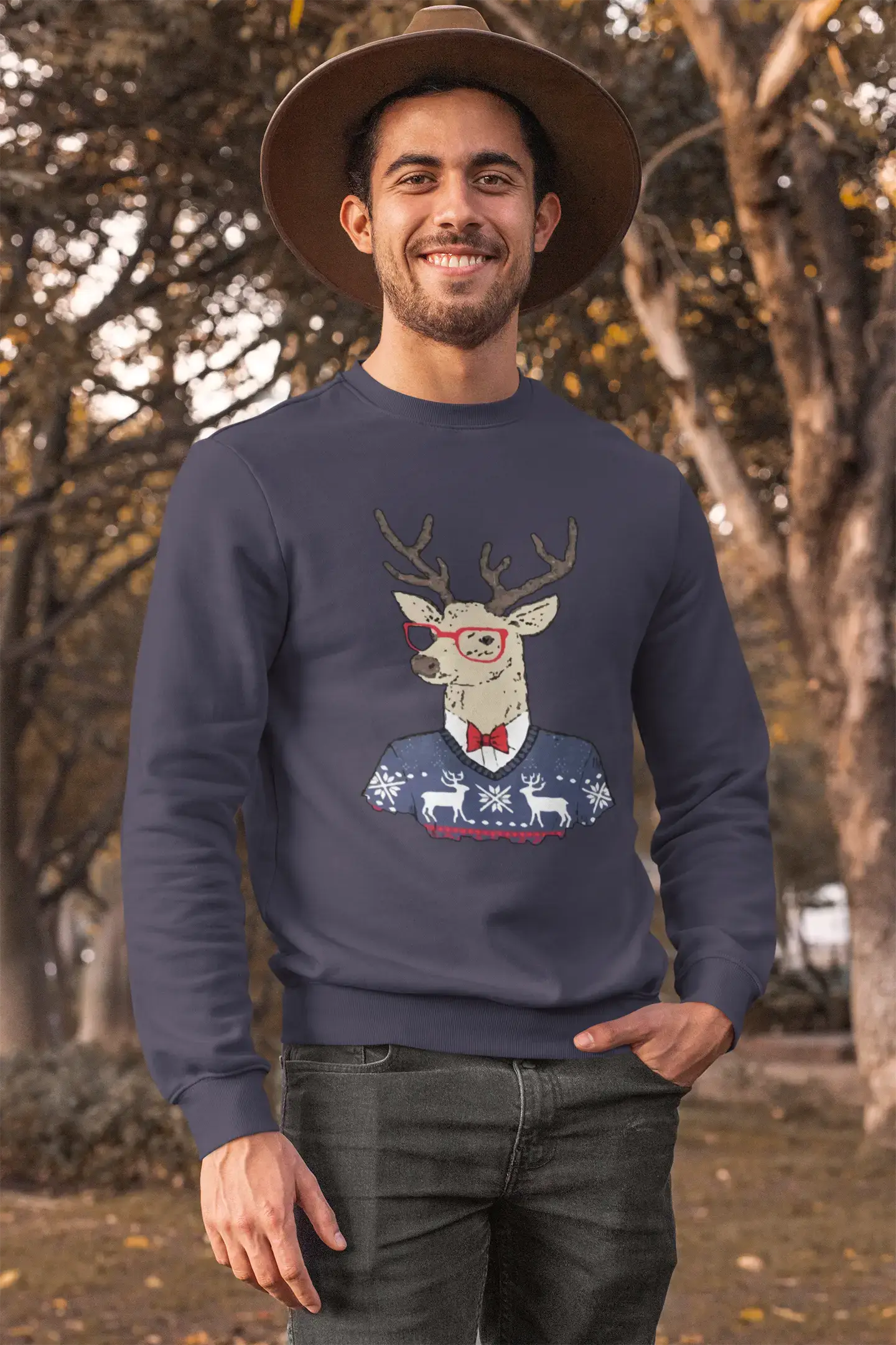 Must-have For Autumn And Winter ULTRABASIC - Men's Printed Graphic Sweatshirt Christmas Deer Grey Marl Must-have For Autumn And Winter ULTRABASIC - Men's Printed Graphic Sweatshirt Christmas Deer Grey Marl