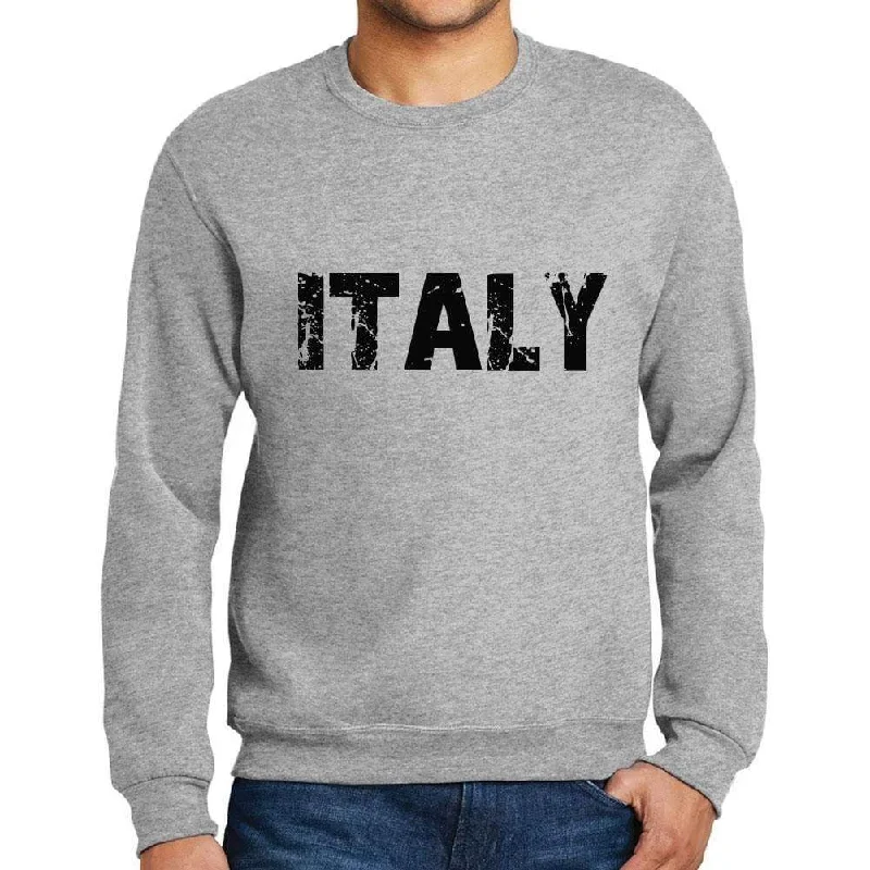 Cool Style Men's Printed Graphic Sweatshirt Popular Words ITALY Grey Marl