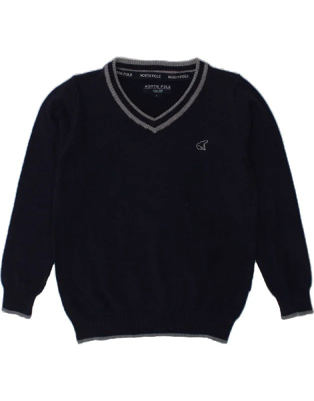 Comfortable Tops NORTH POLE Boys V-Neck Jumper Sweater 6-7 Years Navy Blue Cotton