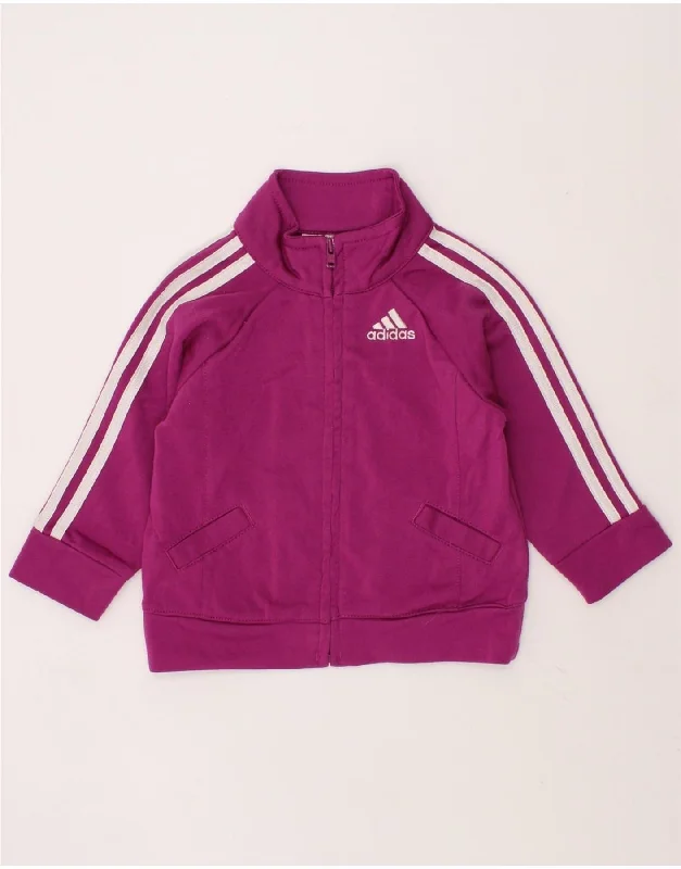 Fashion Classic ADIDAS Baby Girls Graphic Tracksuit Top Jacket 6-9 Months Pink Polyester