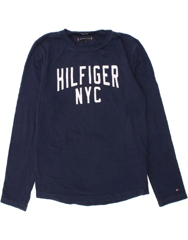 Personalized Series TOMMY HILFIGER Boys Graphic Top Long Sleeve 11-12 Years Navy Blue Cotton