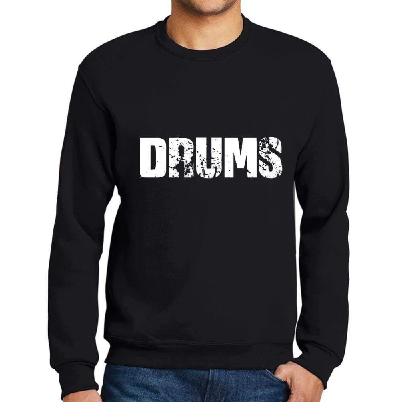 Bottom And Versatile Men's Printed Graphic Sweatshirt Popular Words DRUMS Deep Black Bottom And Versatile Men's Printed Graphic Sweatshirt Popular Words DRUMS Deep Black