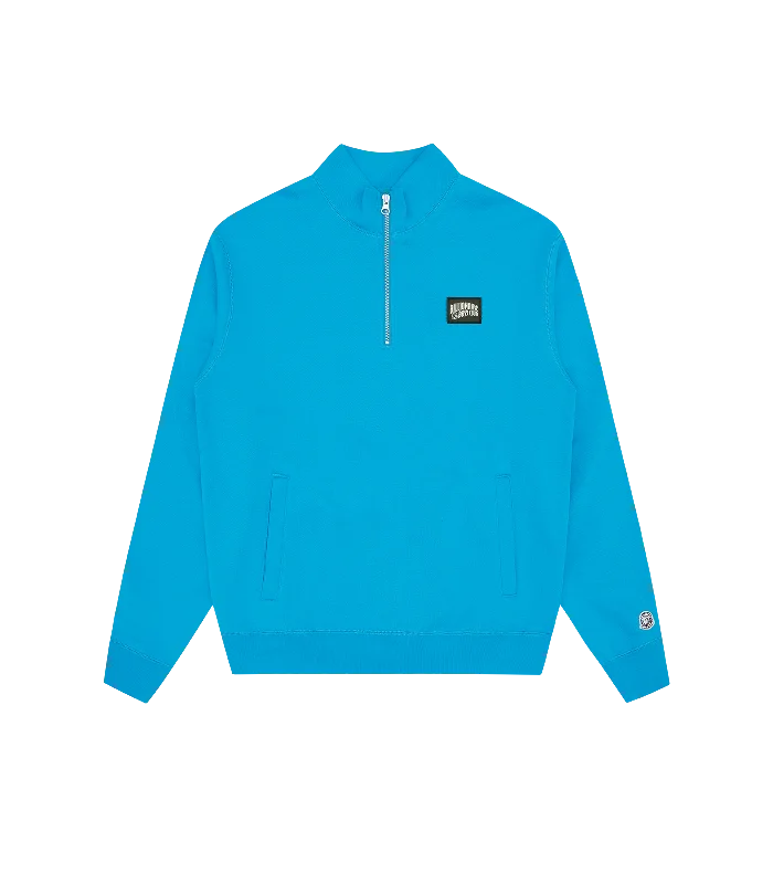 Fashionable And Versatile WOVEN PATCH ARCH LOGO QUARTER ZIP CREWNECK - AQUA BLUE