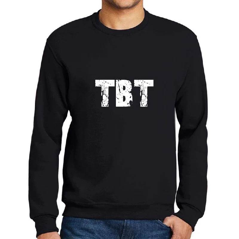 Stylish Wear Men's Printed Graphic Sweatshirt Popular Words TBT Deep Black