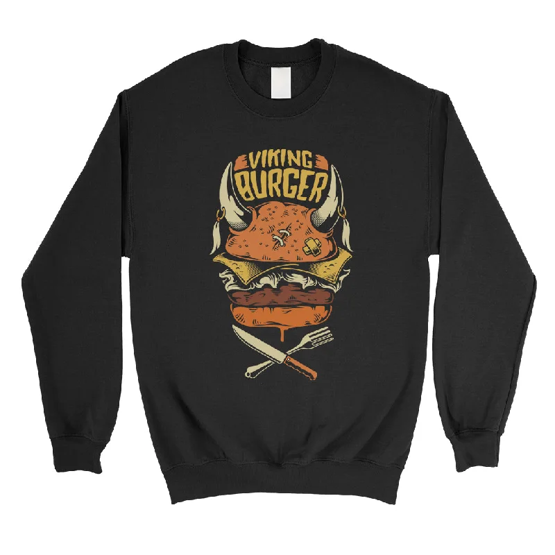 Relaxed Tops Viking Burger Unisex Crewneck Sweatshirt Pullover For Burger Lovers