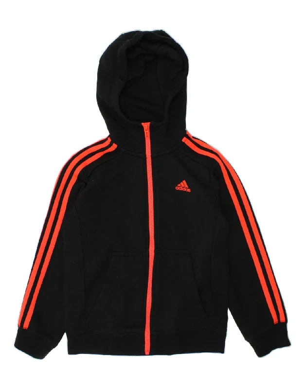 High Street Fashion ADIDAS Girls Climalite Zip Hoodie Sweater 7-8 Years Black Polyester