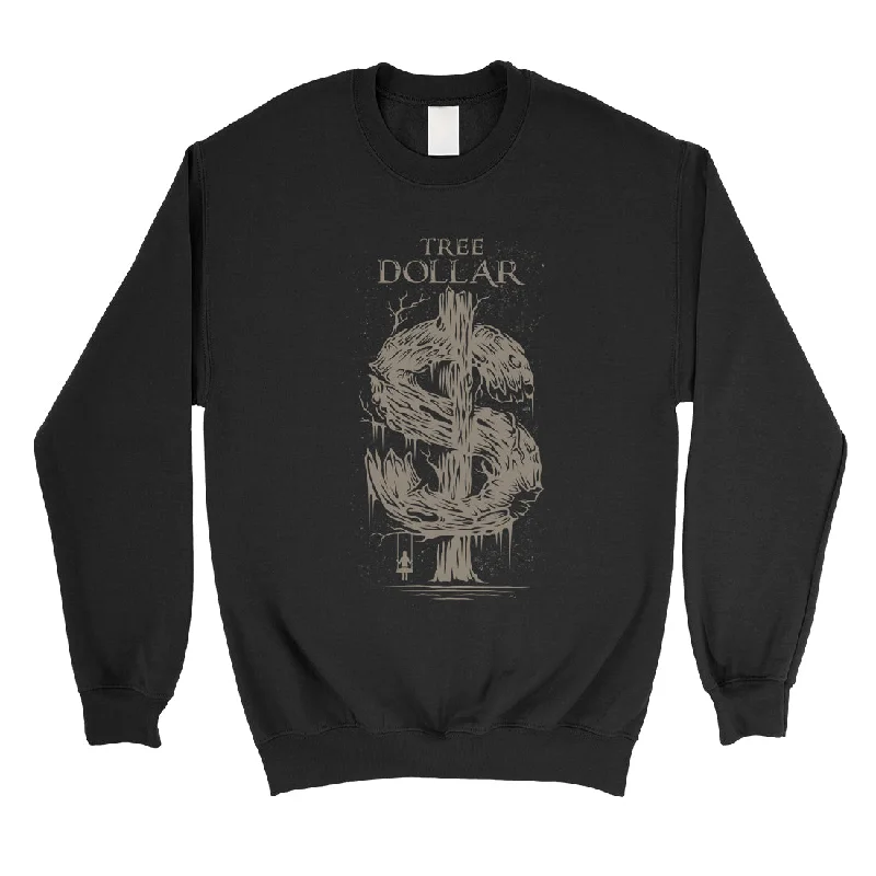 Classic Retro Tree Dollar Unisex Crewneck Sweatshirt Funny Graphic Sweatshirt