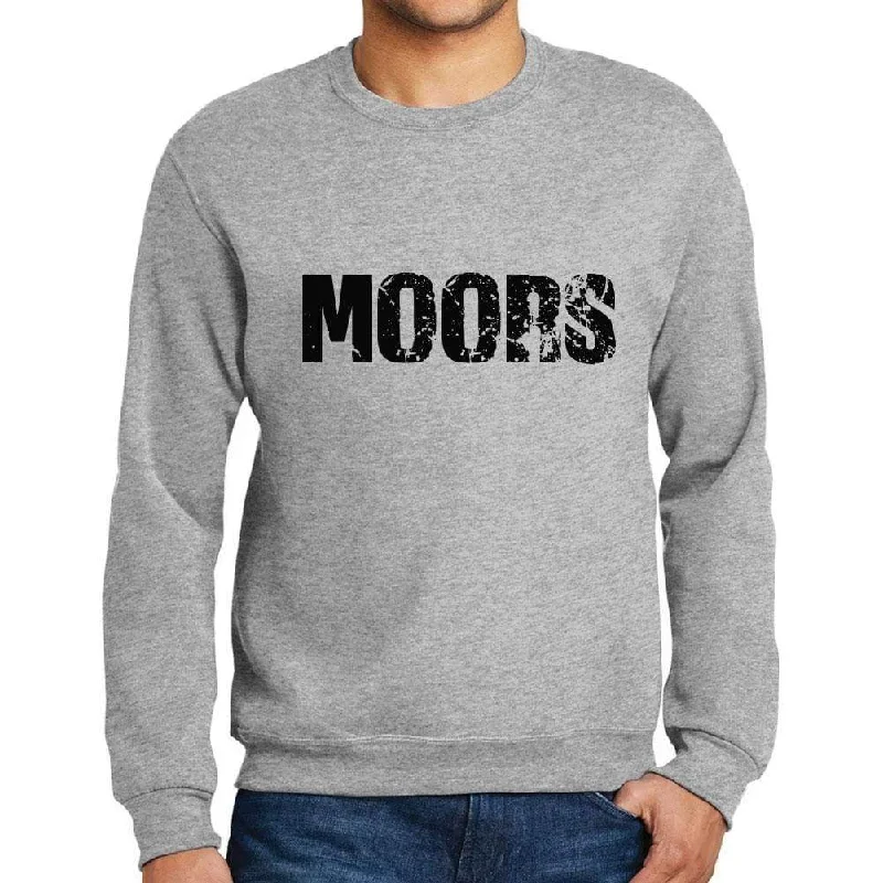 Modern City Men's Printed Graphic Sweatshirt Popular Words MOORS Grey Marl