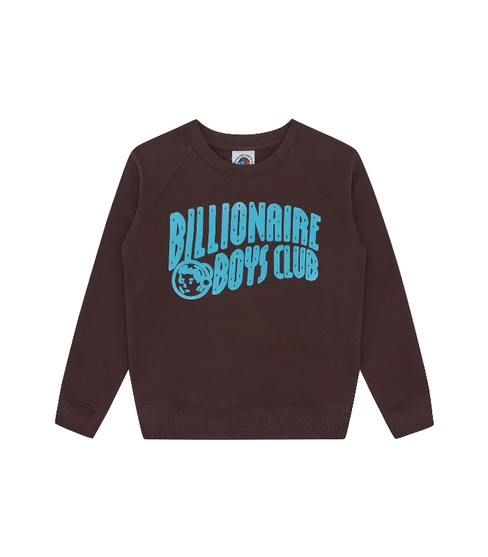 Comfortable Design KIDS ARCH LOGO CREWNECK - BROWN